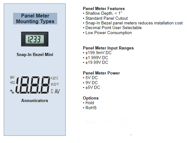 3 1/2 FIXED DIGIT MINIATURE LCD PANEL METERS